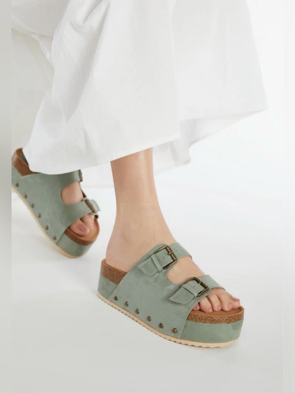 JustFab Women’s Abbie Platform Slide Sandals